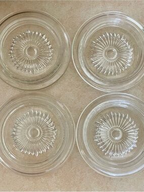Set of 4 vintage round French crystal coasters ashtrays
